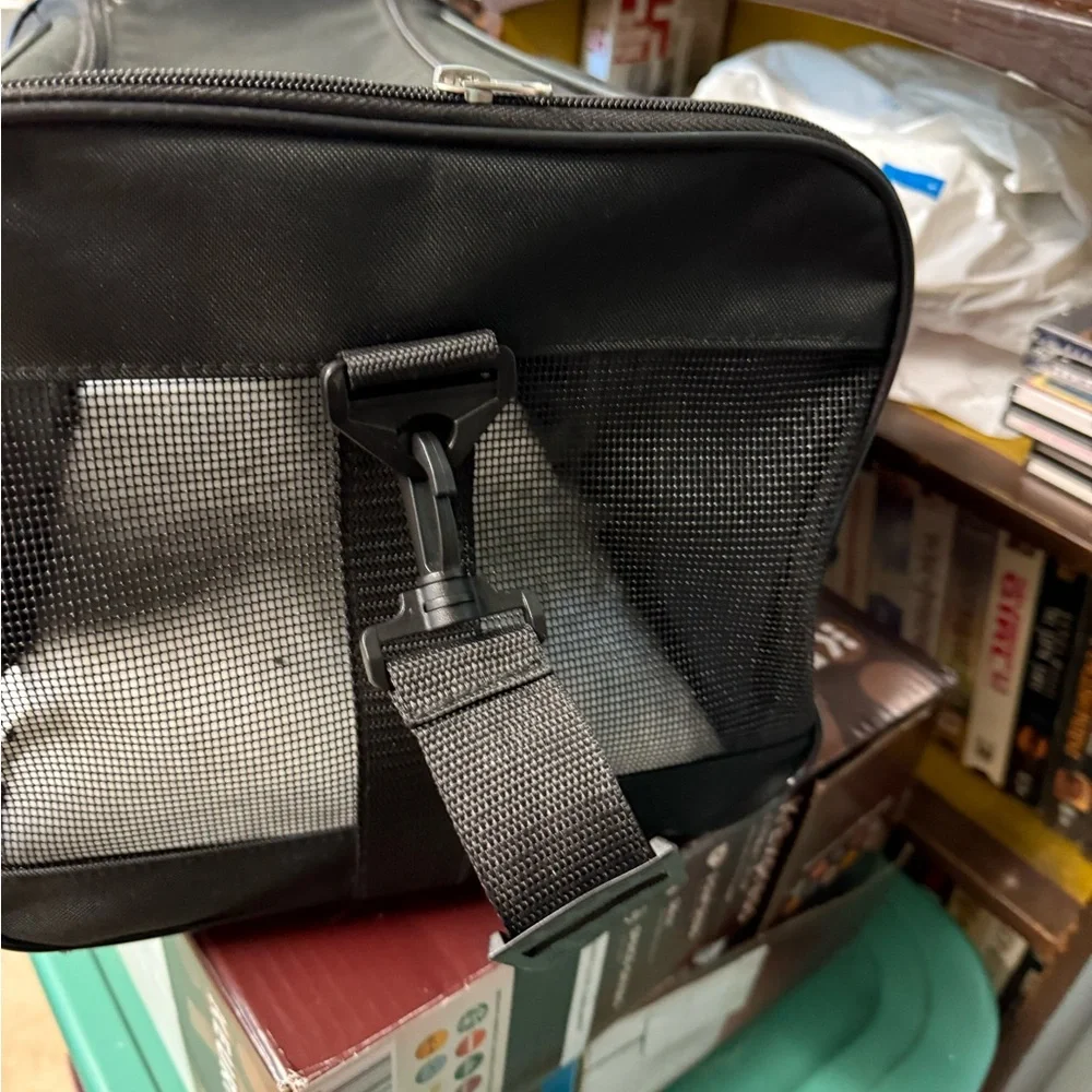 Black Small Pet Carrier with Durable Fabric and Sturdy Handles